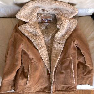 Montgomery Ward Vintage Suede Cowhide, Sherpa Lined Jacket, Size 38 (Men’s S)